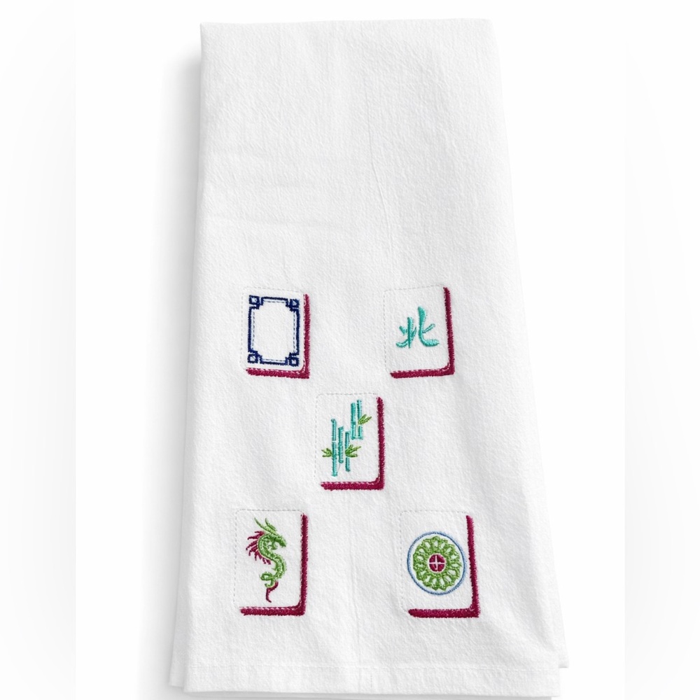 NEW Embroidered White Kitchen Towel Mahjong Hostess Gift Mother’s Day Gift 🎁